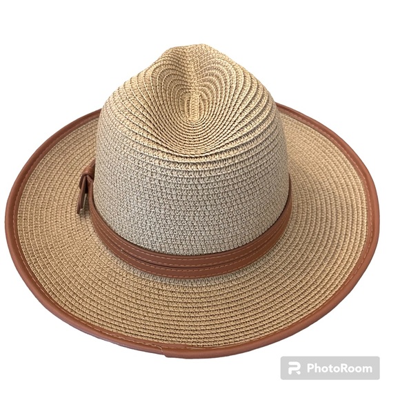 RIAH Leather Trimmed Fedora Hat - Picture 3 of 8